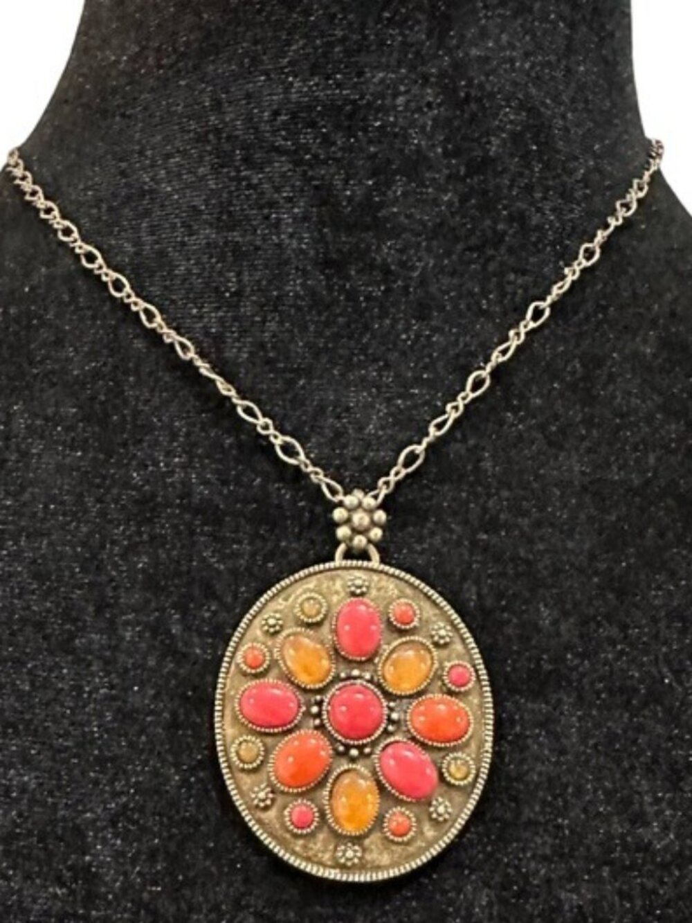 Vintage Xc (Ximara Castro) Signed 20” Antique Brass Necklace Bohemian-Style